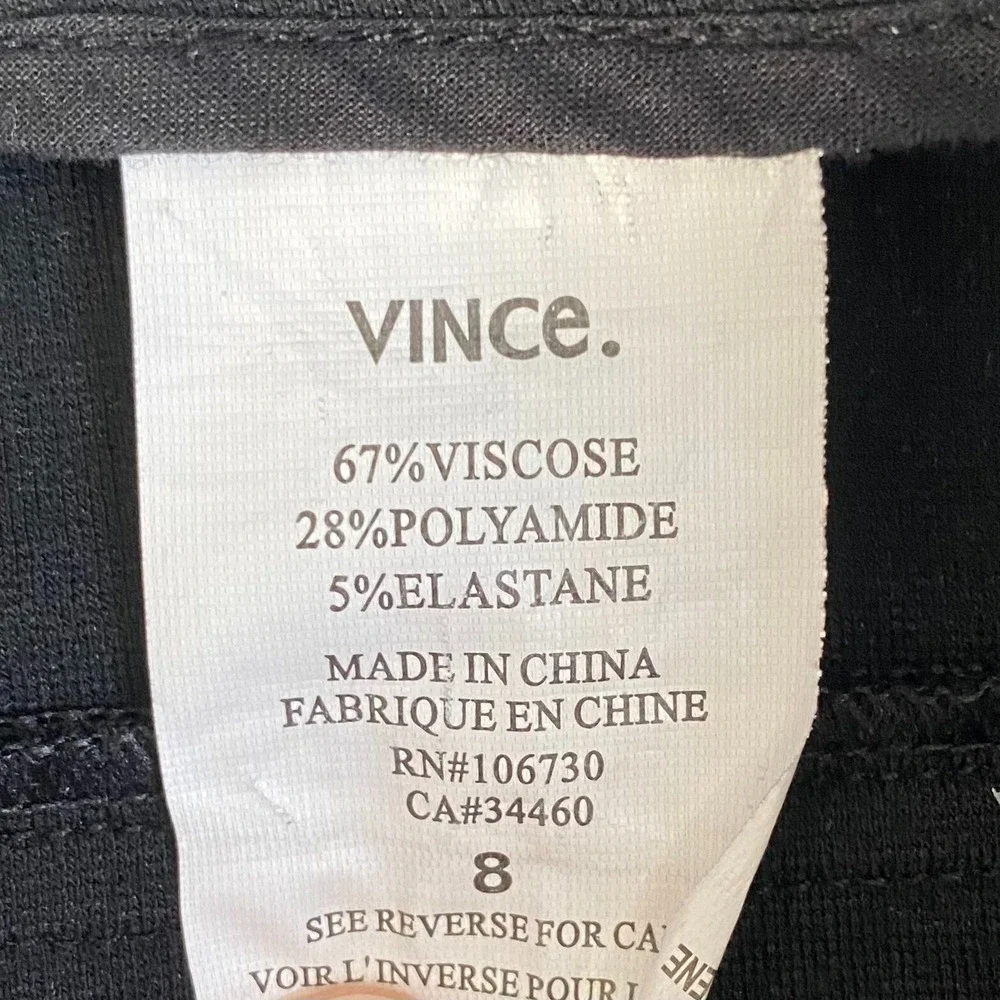 Vince Dress Pants Women 8 Black Knit Slim Stretch Minimalist Classic